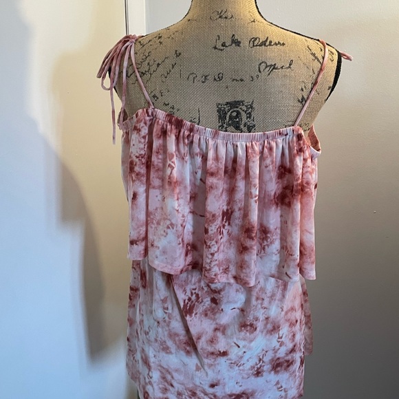 Siren Lily Pink Tie-Dye Off-Shoulder Ruffle Blouse - Picture 6 of 7